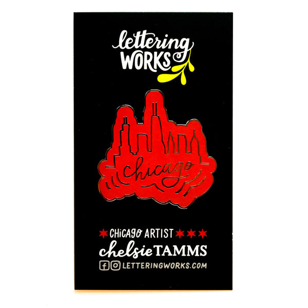 Chicago Red Skyline Pin