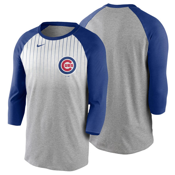 Chicago Cubs Nike AC Jersey Fade Tri Blend 3/4 Sleeve Shirt Small