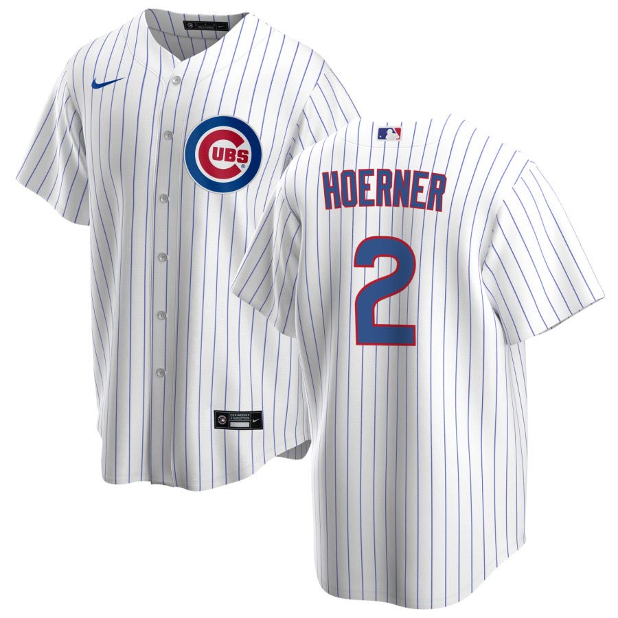 Chicago Cubs Nico Hoerner Nike Home Replica Jersey with Authentic Lettering Large