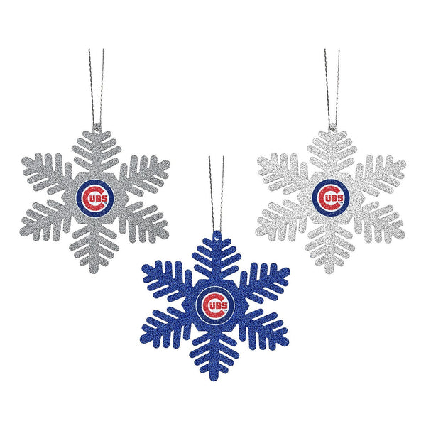 Chicago Cubs 3-Pack Snowflake Ornaments