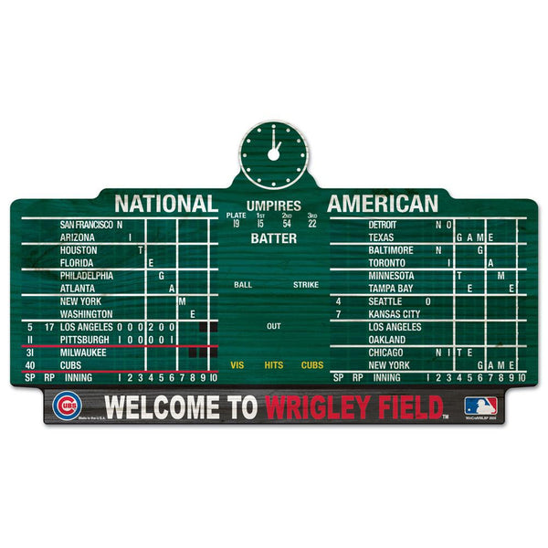 Chicago Cubs 11" X 17" Wrigley Field Scoreboard Wooden Sign