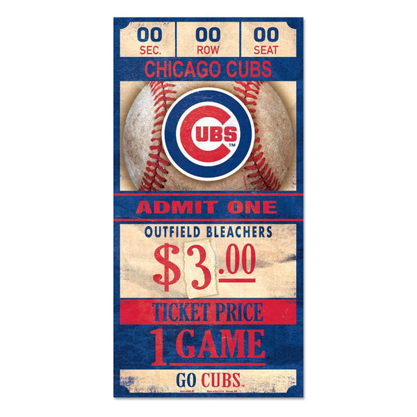 Chicago Cubs Ticket 6" X 12" Wooden Sign