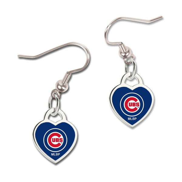 Chicago Cubs 3D Heart Dangle Earrings