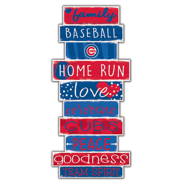 Chicago Cubs Word Plank 11" X 17" Sign