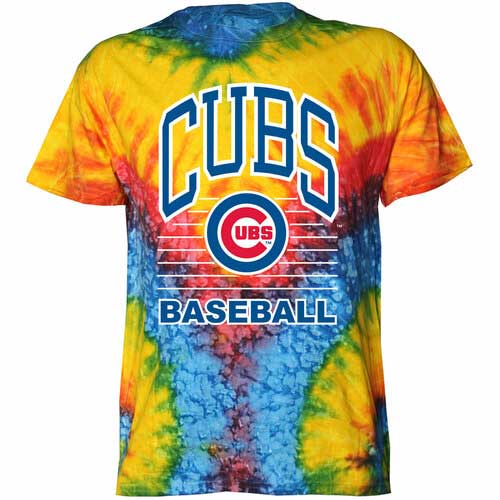 Stitches Chicago Cubs Baseball Tie Dye T-Shirt Small