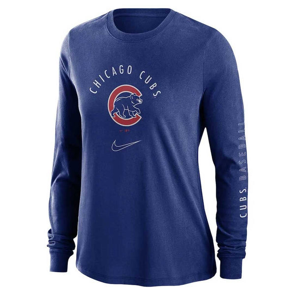 Chicago Cubs Nike Ladies Double Hit Long Sleeve T-Shirt