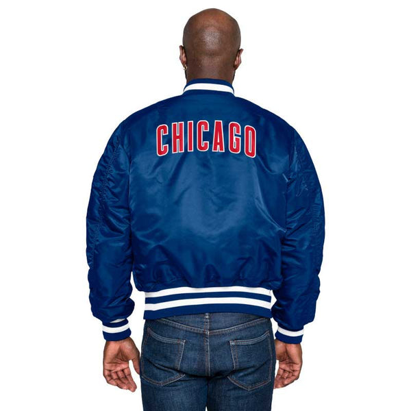 Chicago Cubs Alpha Industries Royal All Over Reversible Bomber Jacket