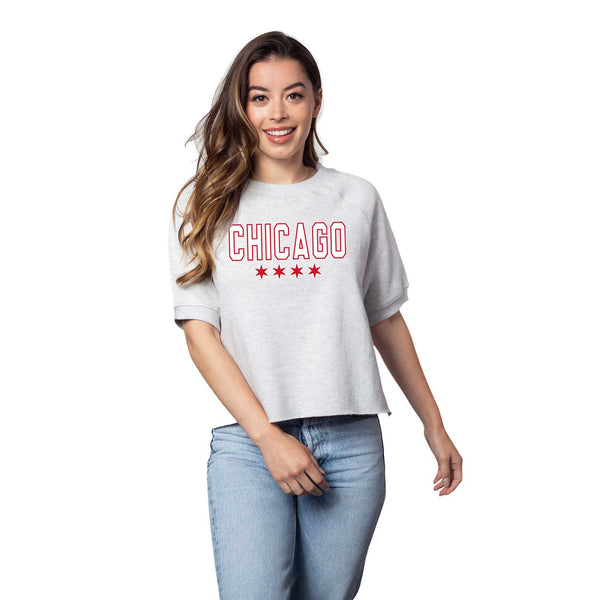 Chicago Ladies Bayside Cropped Fleece T-Shirt