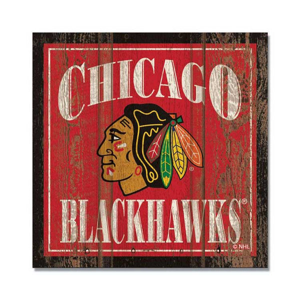 Chicago Blackhawks Wooden Square Magnet
