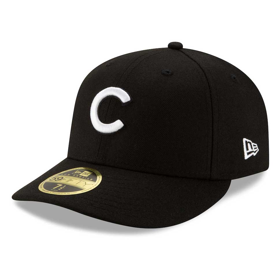 Chicago Cubs Black White Low Profile 59FIFTY Fitted Cap
