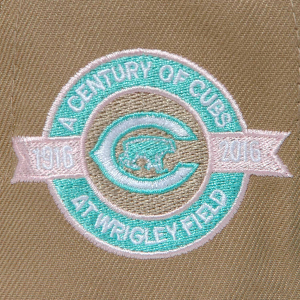 Chicago Cubs Teal & Pink 1916-2016 Wrigley Field 59FIFTY Fitted Cap