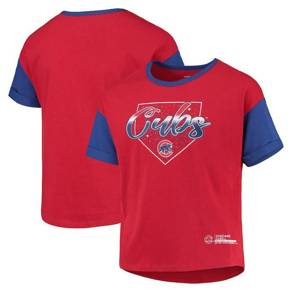 Chicago Cubs Youth Girls Bleacher Cuffed T-Shirt