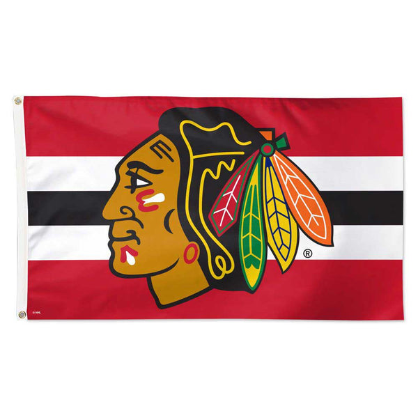 Chicago Blackhawks 3' X 5' Striped Deluxe Flag