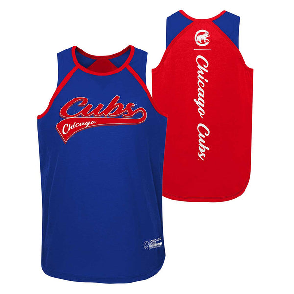 Chicago Cubs Youth Girls Double Up Ringer Tank Top