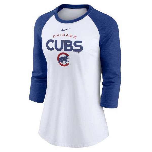 Chicago Cubs Ladies Nike Modern Arch 3/4-Sleeve Raglan T-Shirt