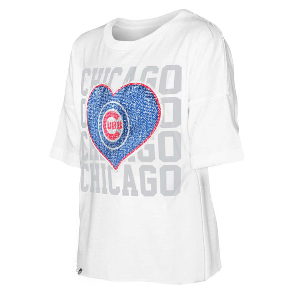 Chicago Cubs Youth Girls Bullseye Brushed Crew T-Shirt