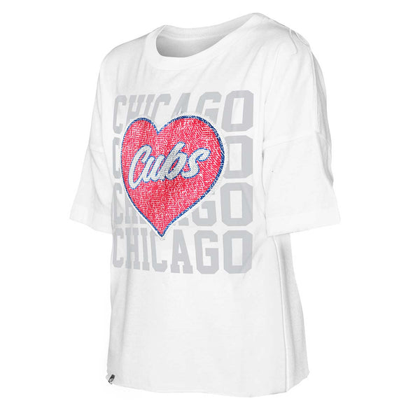 Chicago Cubs Youth Girls Bullseye Brushed Crew T-Shirt