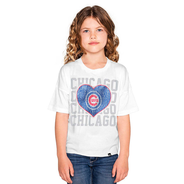 Chicago Cubs Youth Girls Bullseye Brushed Crew T-Shirt