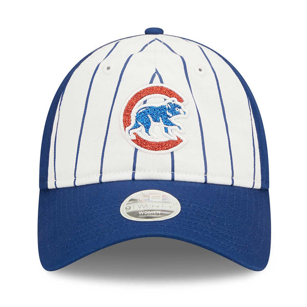 Chicago Cubs Women's Walking Bear Pinstripe Glam 9TWENTY Adjustable Cap