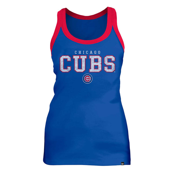 Chicago Cubs Ladies Bullseye Contrast Trim Racer Back Tank Top