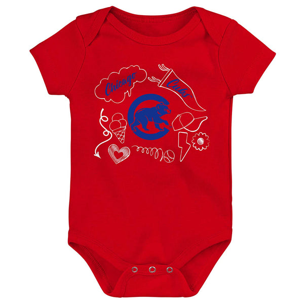 Chicago Cubs Infant Girls Batter Up 3-Pack Creeper Set
