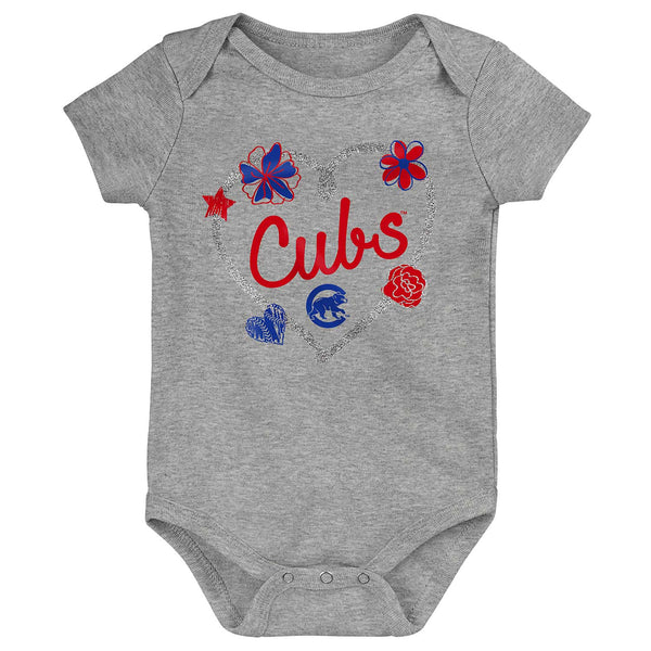 Chicago Cubs Infant Girls Batter Up 3-Pack Creeper Set