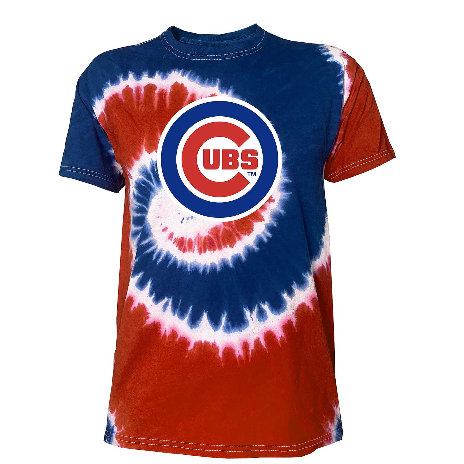 Stitches Chicago Cubs Team Color Bullseye Tie Dye T-Shirt X-Large