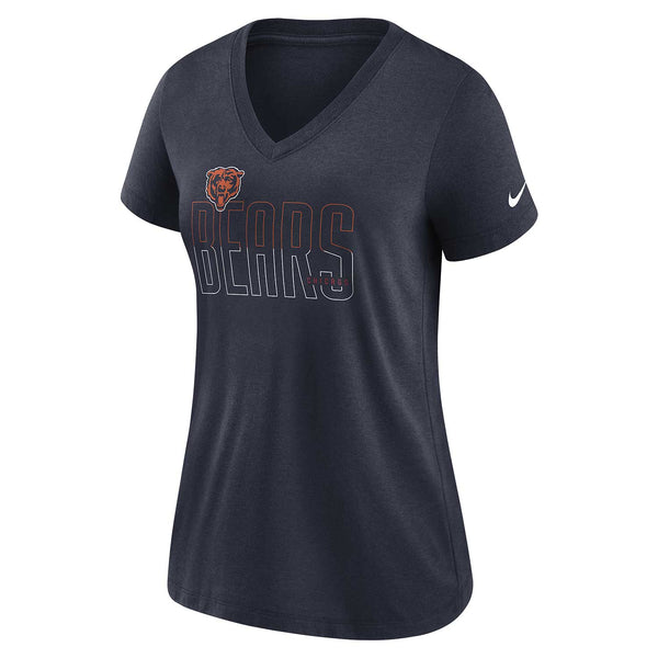 Chicago Bears Ladies Nike Triblend Lockup Split V-Neck T-Shirt