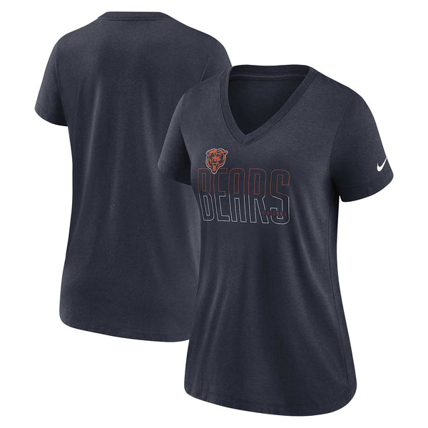 Chicago Bears Women's Nike Triblend Lockup Split V-Neck T-Shirt