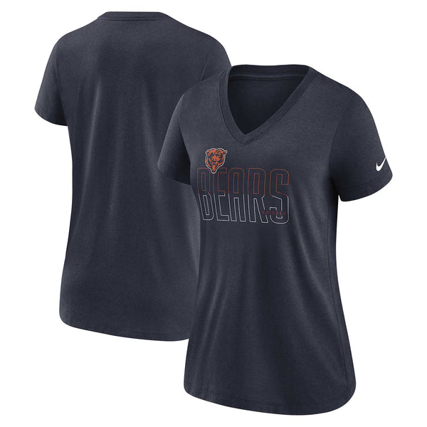 Chicago Bears Ladies Nike Triblend Lockup Split V-Neck T-Shirt