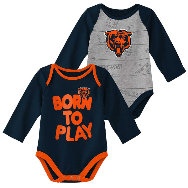 Chicago Bears Newborn Born To Win 2-Pack Long Sleeve Creepers