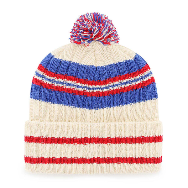 Chicago Cubs Natural Home Patch Knit Hat W/ Pom