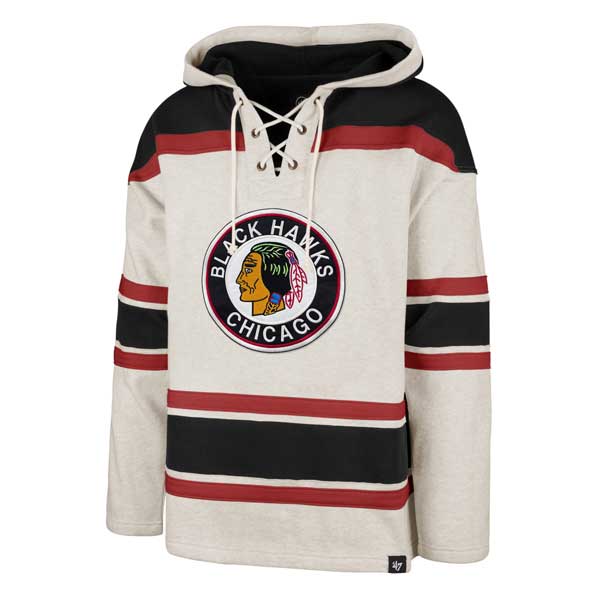 Chicago Blackhawks Cream Vintage Superior Lacer Hooded Sweatshirt