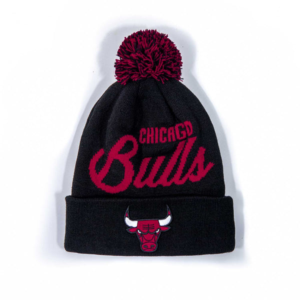 Chicago Bulls Youth Retro Script Pom Cuffed Knit Hat