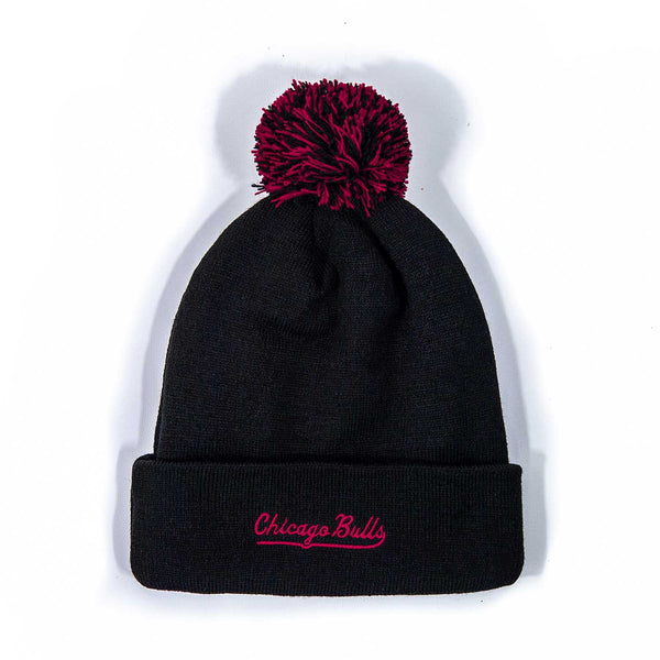 Chicago Bulls Youth Retro Script Pom Cuffed Knit Hat