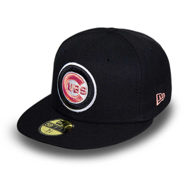 Chicago Cubs Black & Peach Bullseye 59FIFTY Fitted Cap