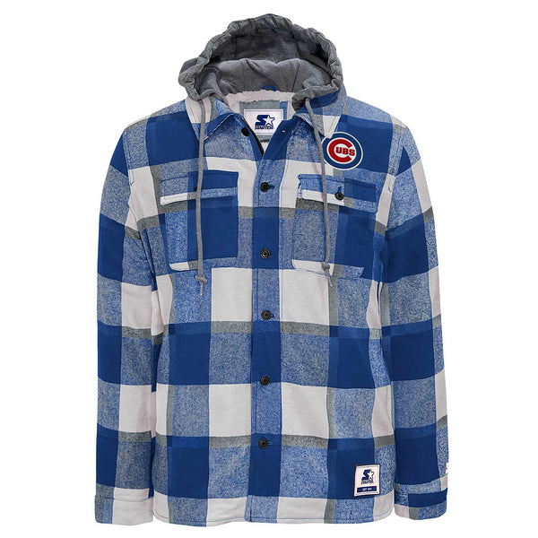 Chicago Cubs Big Joe Sherpa Full-Zip Hooded Flannel Jacket