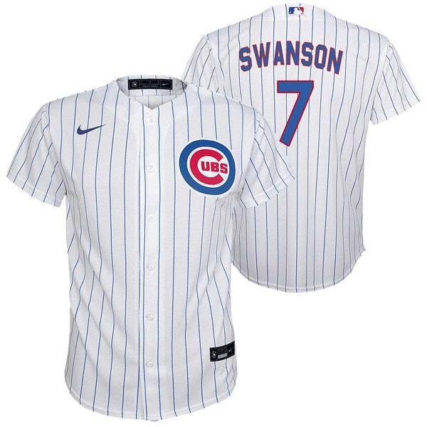 Chicago Cubs Dansby Swanson Youth Nike Home Twill Player Finished Replica Jersey With Authentic Lettering