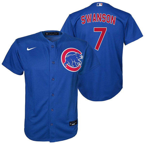 Chicago Cubs Dansby Swanson Youth Nike Alternate Twill Player Finished Replica Jersey With Authentic Lettering