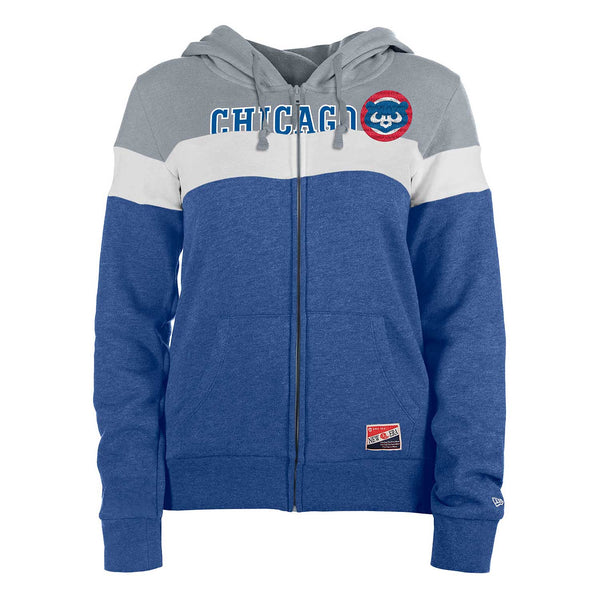 Chicago Cubs Ladies Tri-Color Full-Zip Hooded Sweatshirt