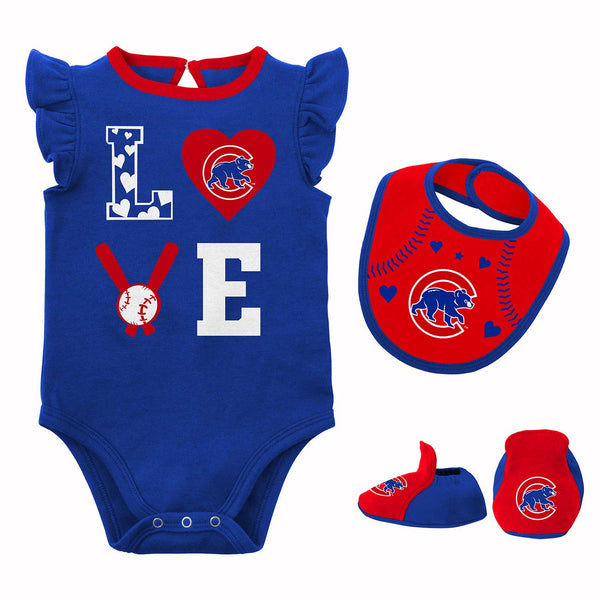 Chicago Cubs Infant Love Of Baseball Bib Bootie & Creeper Set