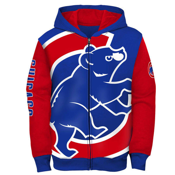 Outerstuff Youth Royal Chicago Cubs Poster Board Full-Zip Hoodie Size: Extra Large