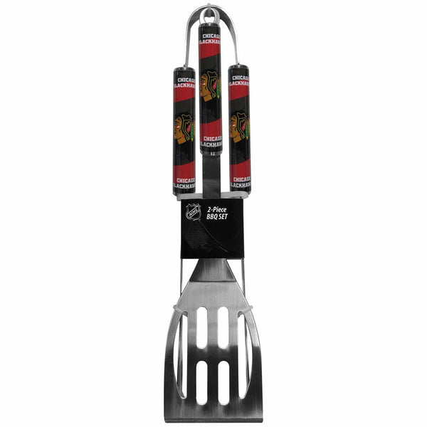 Chicago Blackhawks 2 pc Steel BBQ Tool Set