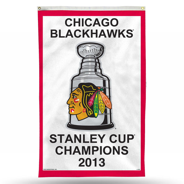 Chicago Blackhawks 2013 Stanley Cup Champions 3x5 Vertical Banner Flag