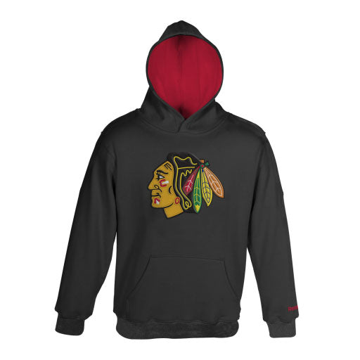 Chicago Blackhawks Youth Black Primary Hooded Sweatshirt