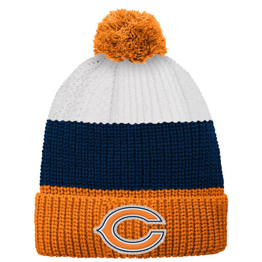 Chicago Bears Youth Vintage Ribbed Knit Hat with Pom