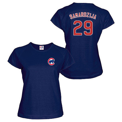 Chicago Cubs Jeff Samardzija Navy Ladies Name and Number T-Shirt