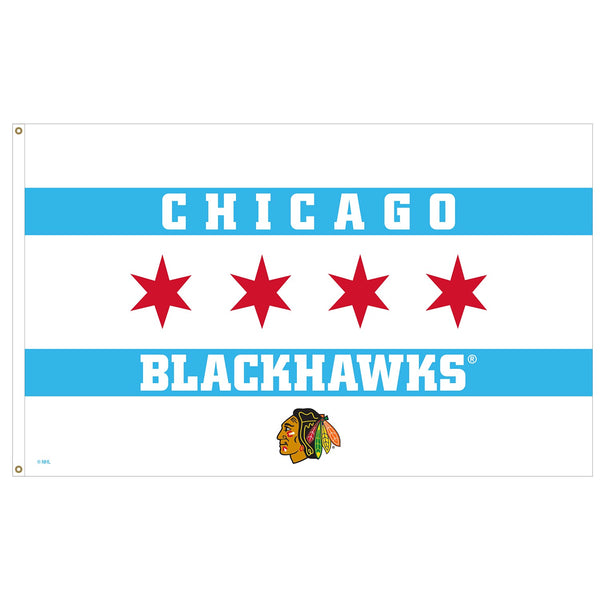 Chicago Blackhawks Chicago Flag 3' x 5' Flag