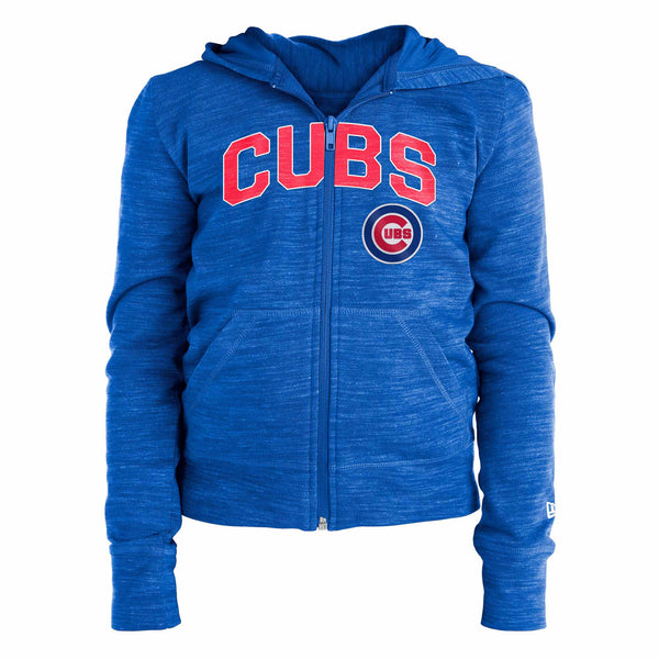 Chicago Cubs Youth Girls Brushed Full Zip Hooded Sweatshirt