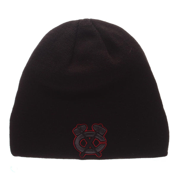 Chicago Blackhawks Edge Blackout Skull Knit Hat